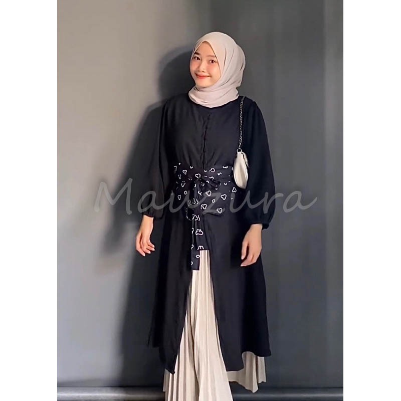 ARUMI Tunik by Mauzura/Atasan wanita /Midi Dress Crinkle "dress jumbo" // Kancing Depan Busui Friend