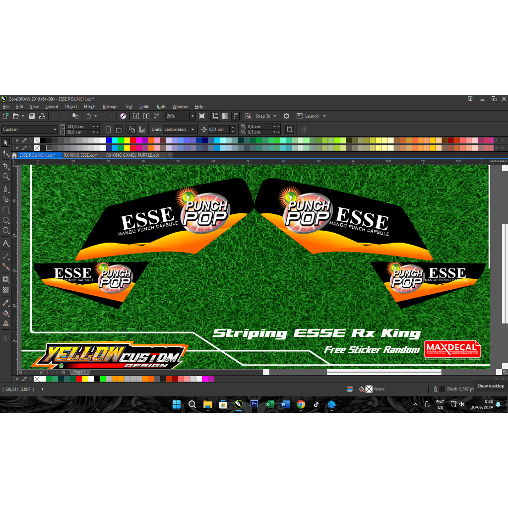 STIKER STRIPING TRANSPARAN  RX KING MODEL ESSE PUNCH POP