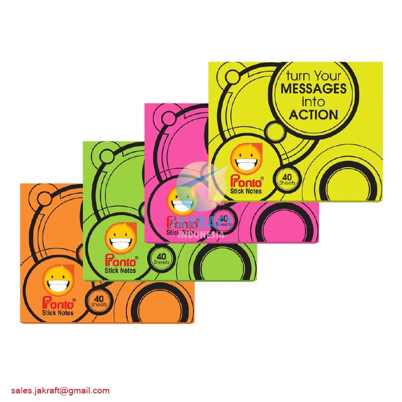 

PESTA DISKON 4 Lembar Sticky Notes PRONTO SN Fluo 653 Memo Tempel Fluorescent 4 x 5 mm 4x5mm
