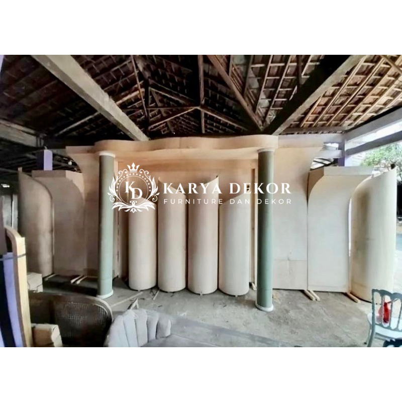 backdrop pernikahan / backdrop pelaminan terbaru / backdrop satu set mewah / backdrop triplek
