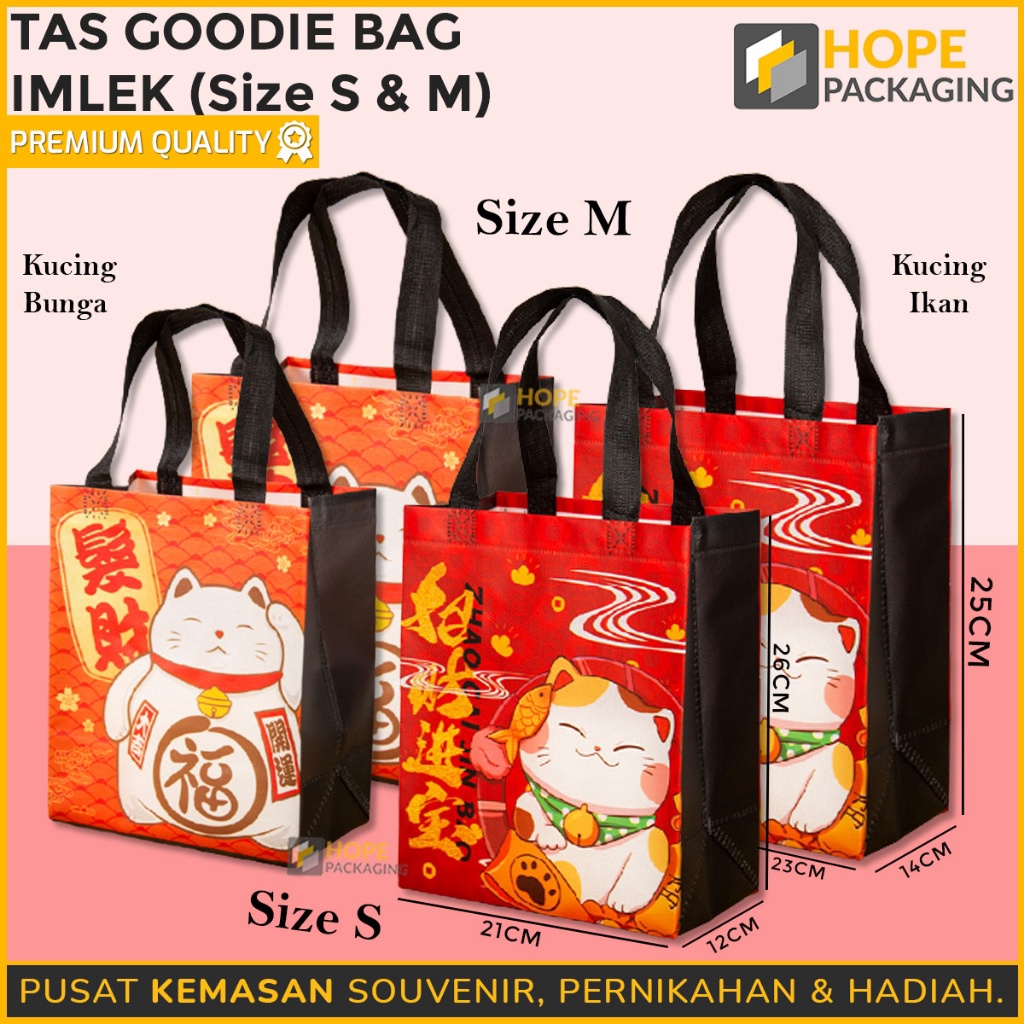 

DASYAT GROSIR Tas Goodie Bag Edisi Imlek Tas Hampers Tas Jinjing Hadiah Imlek Kantong Bingkisan Souvenir CNY Tas Imlek Souvenir Kue Goodie Bag Imlek