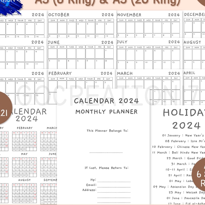 

Limit Buku Planner Kes Binder Monthly Plan Calendar 224 Simple Mmalis A5 ring 2 dan A5 ring 6