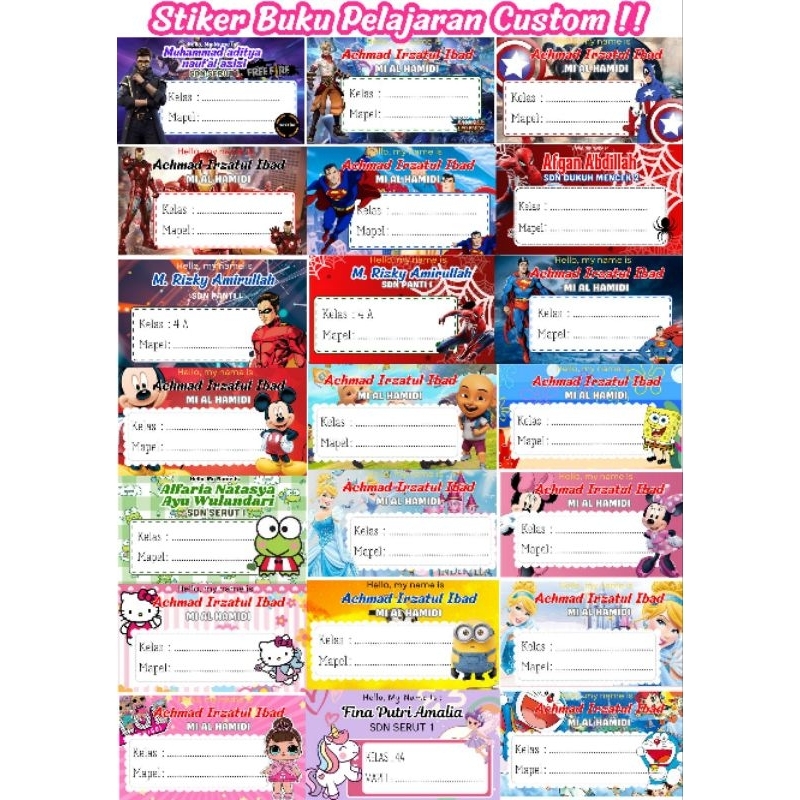 

stiker buku pelajaran custom
