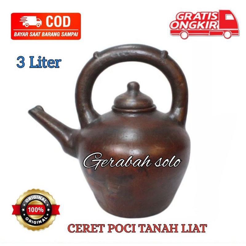 CERET 3 LITER CERET TANAH LIAT POCI AIR TEKO AIR KENDI TANAH LIAT