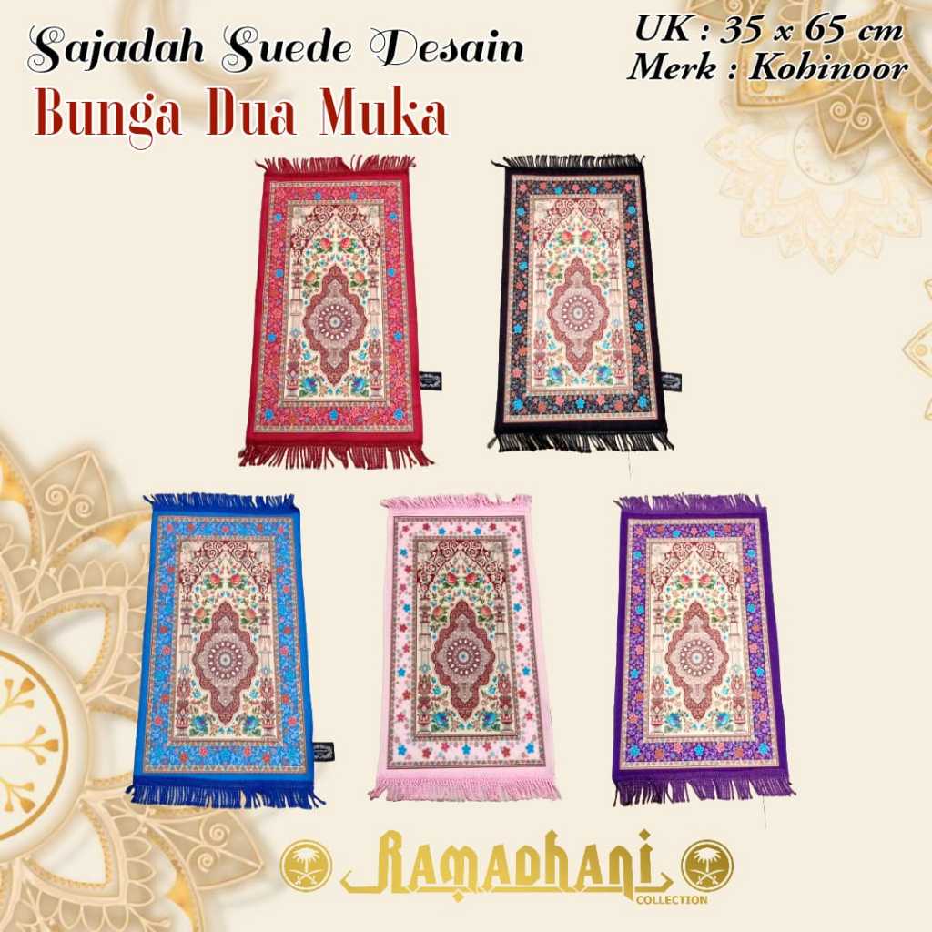 Sajadah Suede Desain Bunga Dua Muka Kohinoor