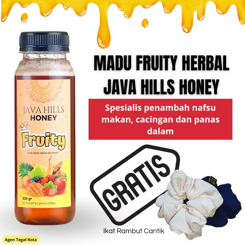 

MADU FRUITY MURNI DAN HERBAL JAVA HILLS HONEY RAW PREMIUM KAYA MANFAAT 320 GRAM GRATIS IKAT RAMBUT CANTIK