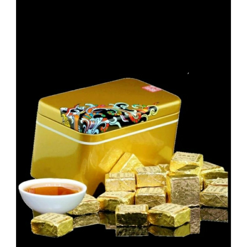 

Chinese Tea Mini Pu Er Cha Matang Kotak Emas 250gr Phu Er Racikan 03
