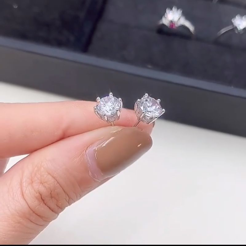 Anting Moissanite GRA ORI Anting berlian asli Perak Klasik dan elegan Wanita anting fashion GRA