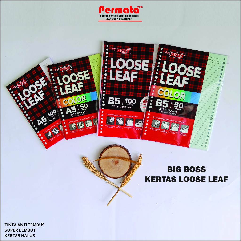 

LOOSE LEAF BIG BOSS A5/B5 POLOS,GREEN DAN RAINBOW COLOR ISI 100 DAN 50 LEMBAR