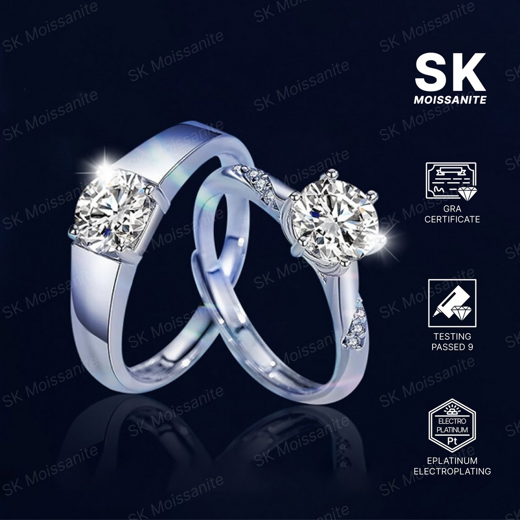 SK Moissanite  Cincin  Pasangan  Perhiasan Moissanite Sertifikat GRA Asli Garansi 2 Tahun  SKM16