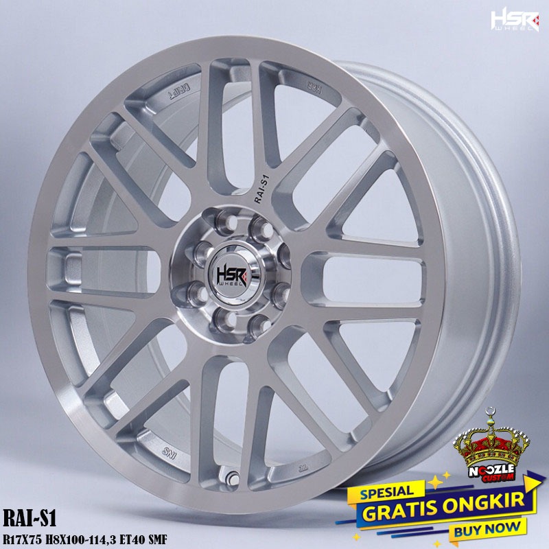 Velg Mobil Ring 17 Lubang 4 Double PCD Pelek Racing HSR R17 Silver Terbaru