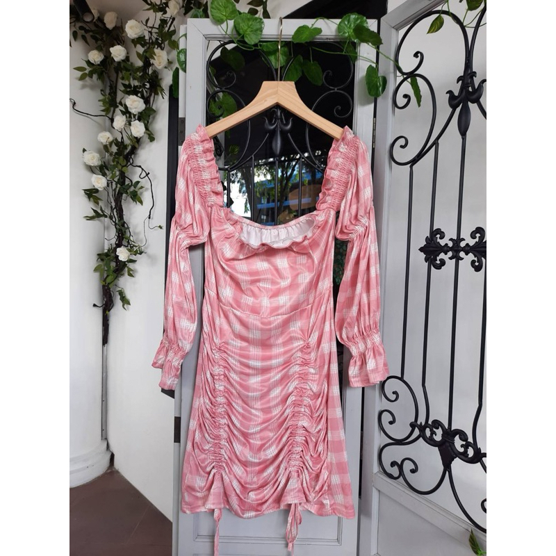 Cuci Gudang (dress pink kotak-kotak)