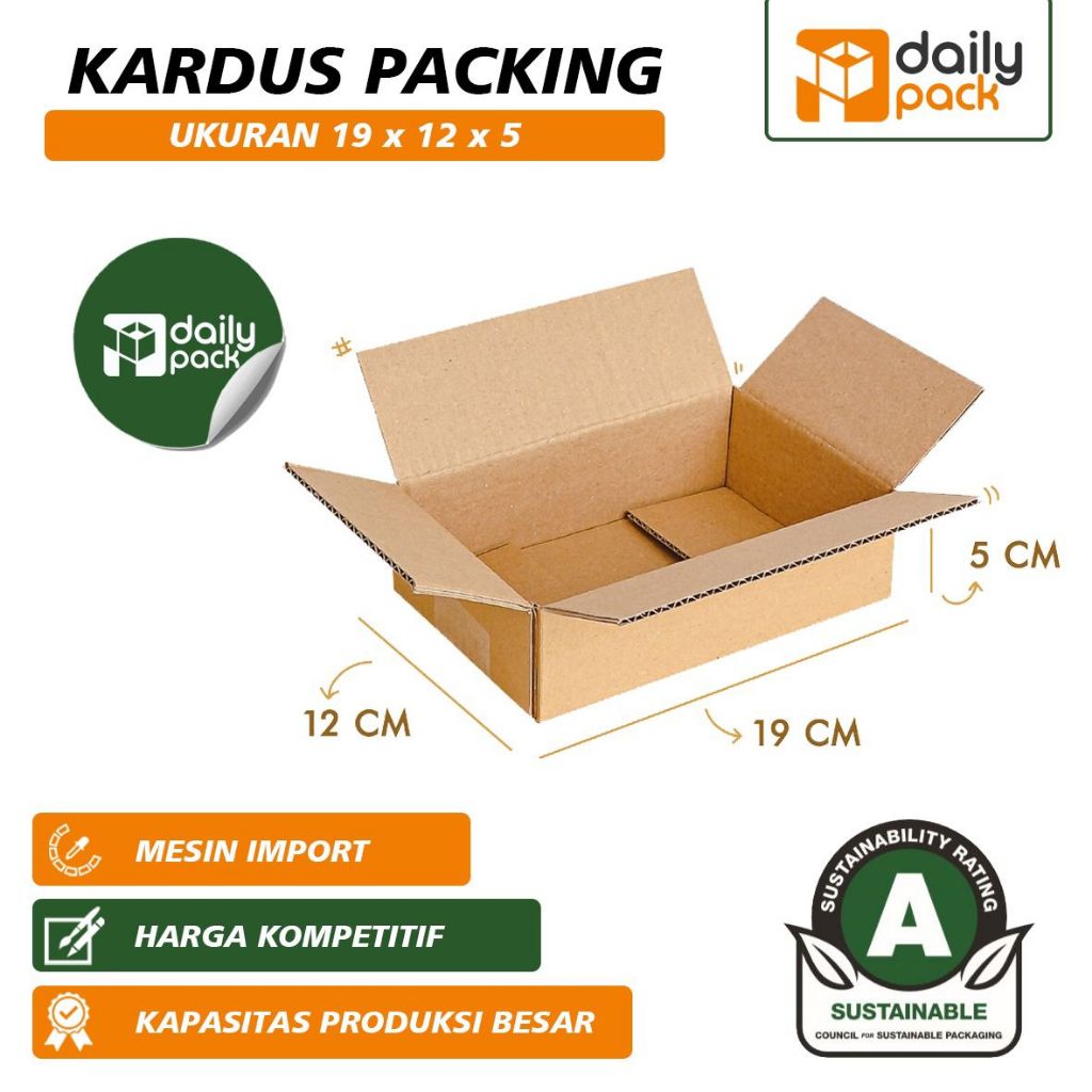 

Box Kardus Packing Polos Dus Ukuran 19x12x5