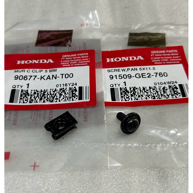 Baut Screw Pan 5x11.5 + Mur Klip 5mm Motor Honda Ori AHM 91509GE2760 90677KANT00