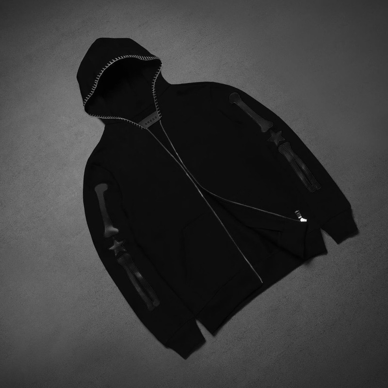 Rucas “Ultra Stitch“ Leather Bones Zipper Hoodie