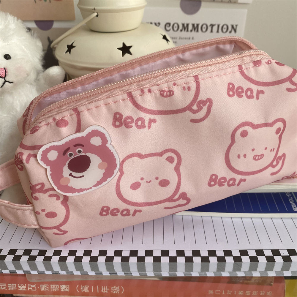 

Cute Strawberry Bear Pencil Case/Soft and Adorable Bear Large Capacity Pencil Case Student Stationery Pencil Bag