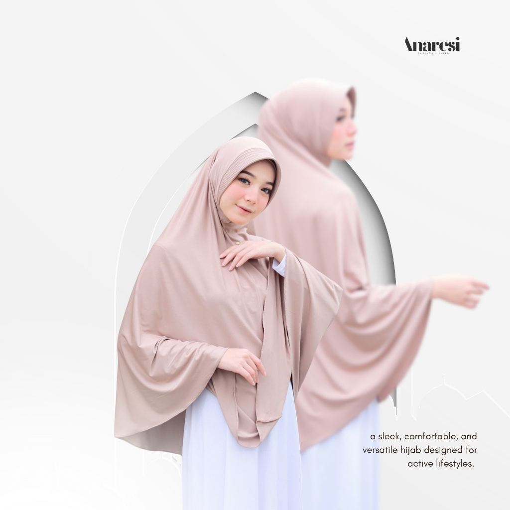 Anaresi - Khimar Hijab Syari Bergo Instan Jumbo Pet Jersey Premium Panjang Polos