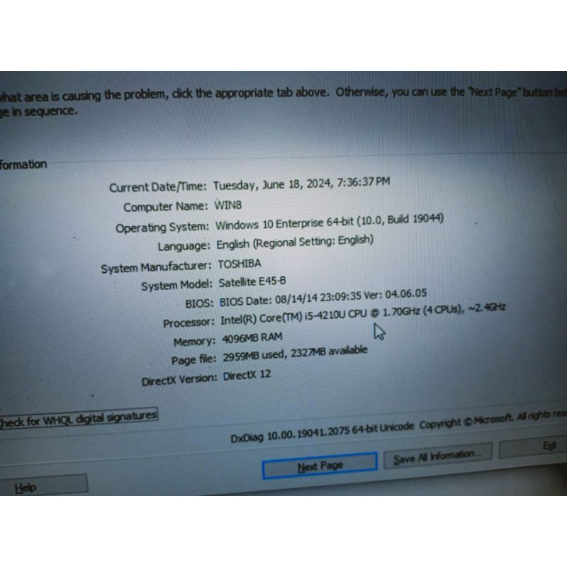 Laptop Toshiba Satellite E45-B4200 core i5-4210U Ram 4GB hdd 1terra seri slim body aluminium baterai