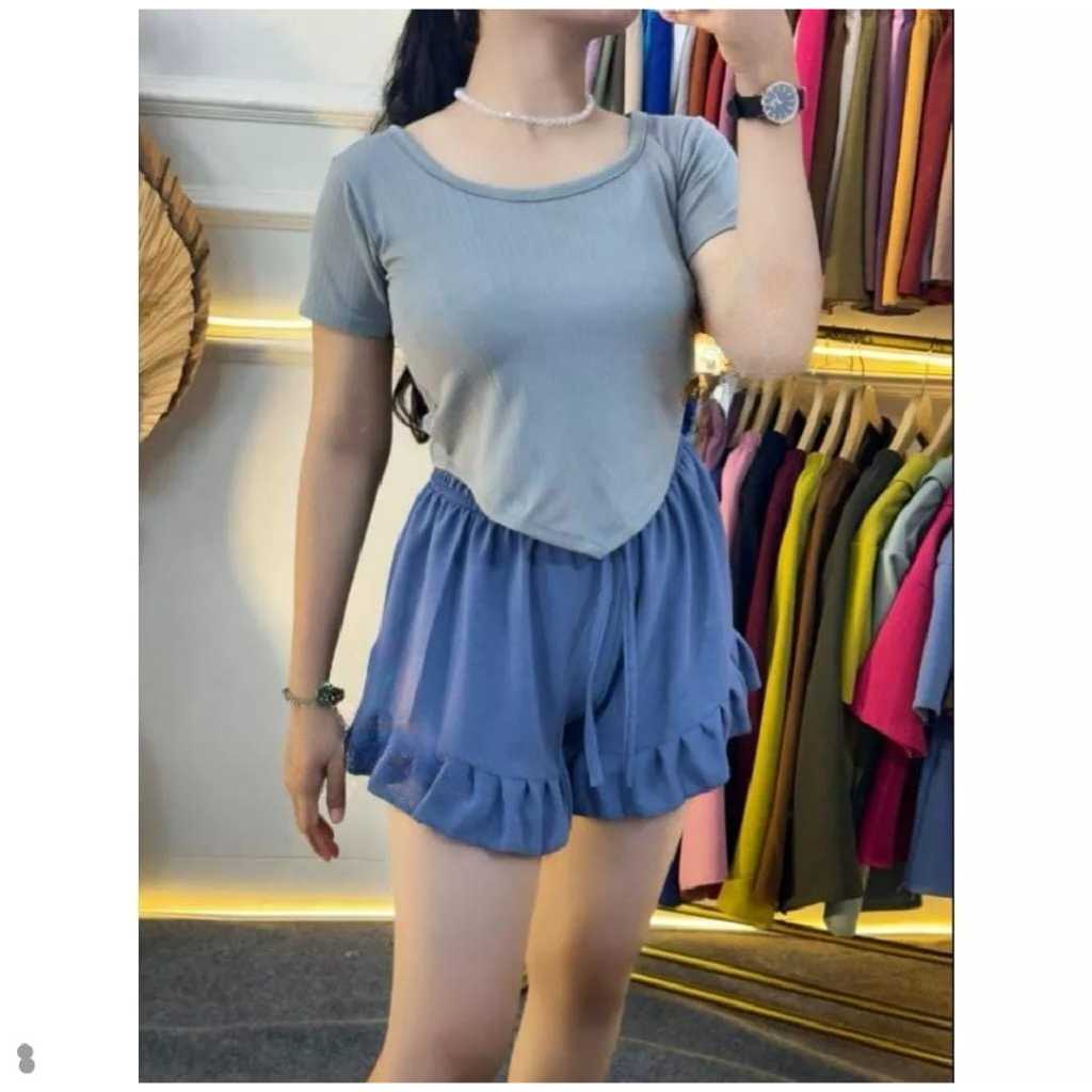 HOTPANTS RUFFLE CRINGKLE WANITA POLOS TERBARU / HOTPEN REMPEL CRINGKLE MURAH / CELANA PENDEK WANITA 