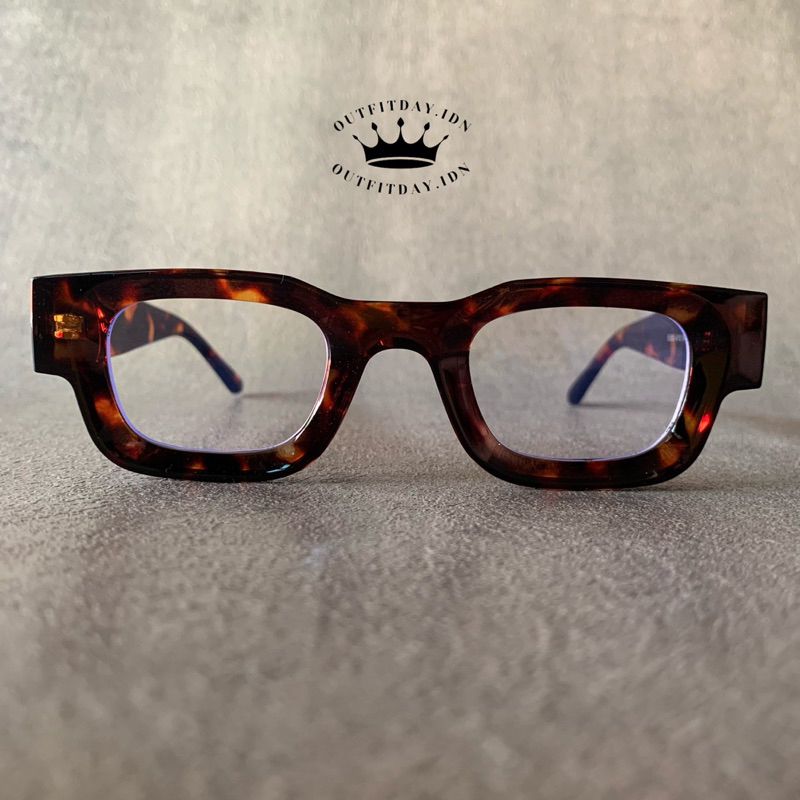 Kacamata Square Bold Leopard Glasses Lensa Antiradiasi