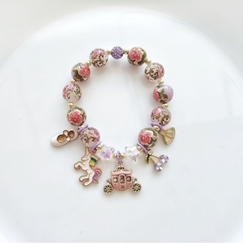 Gelang charm Japanese Tensha beads cinderella carriage