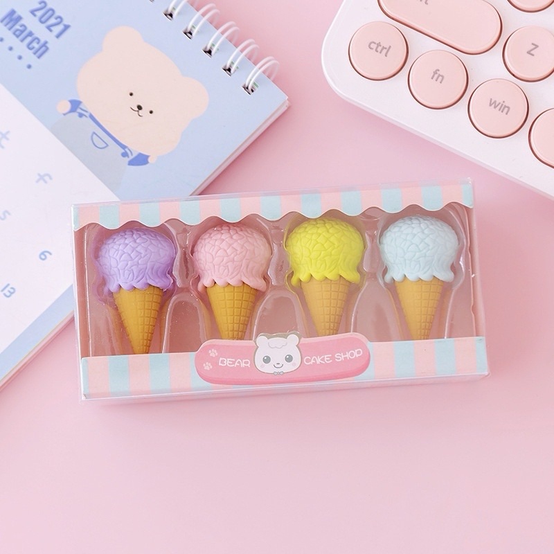 

Penghapus 4pcs / Set Bentuk Ice Cream Karakter Cute
