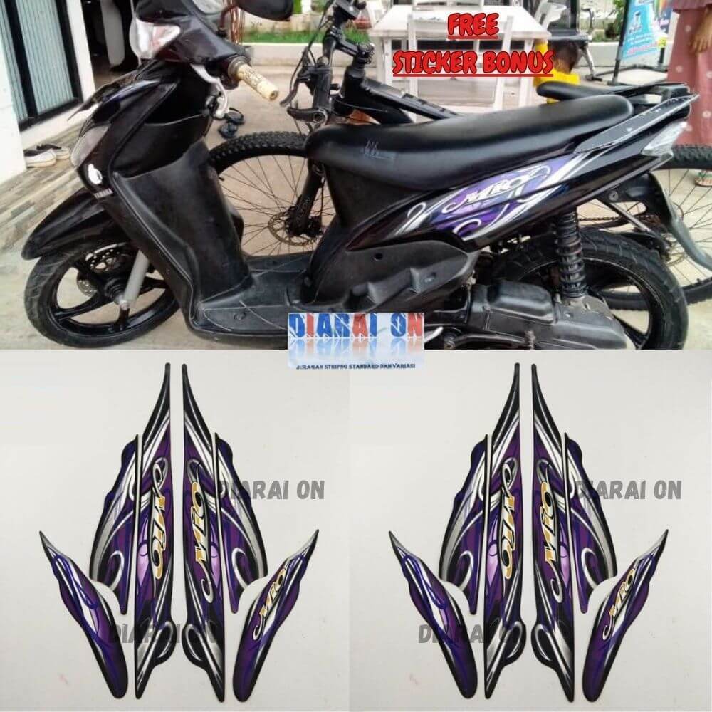 Striping Stiker Yamaha Mio 2010 - Mio Smile 2010 2011 Hitam Ungu Murah