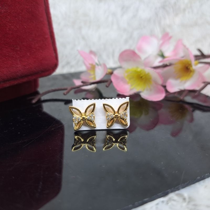 Anting tusuk giwang dewasa wanita Terbaru love korea lapis emas anti karat COD