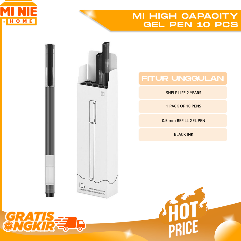 

Mi High Capacity Gel Pen 10 pack - Pulpen Pena Hitam