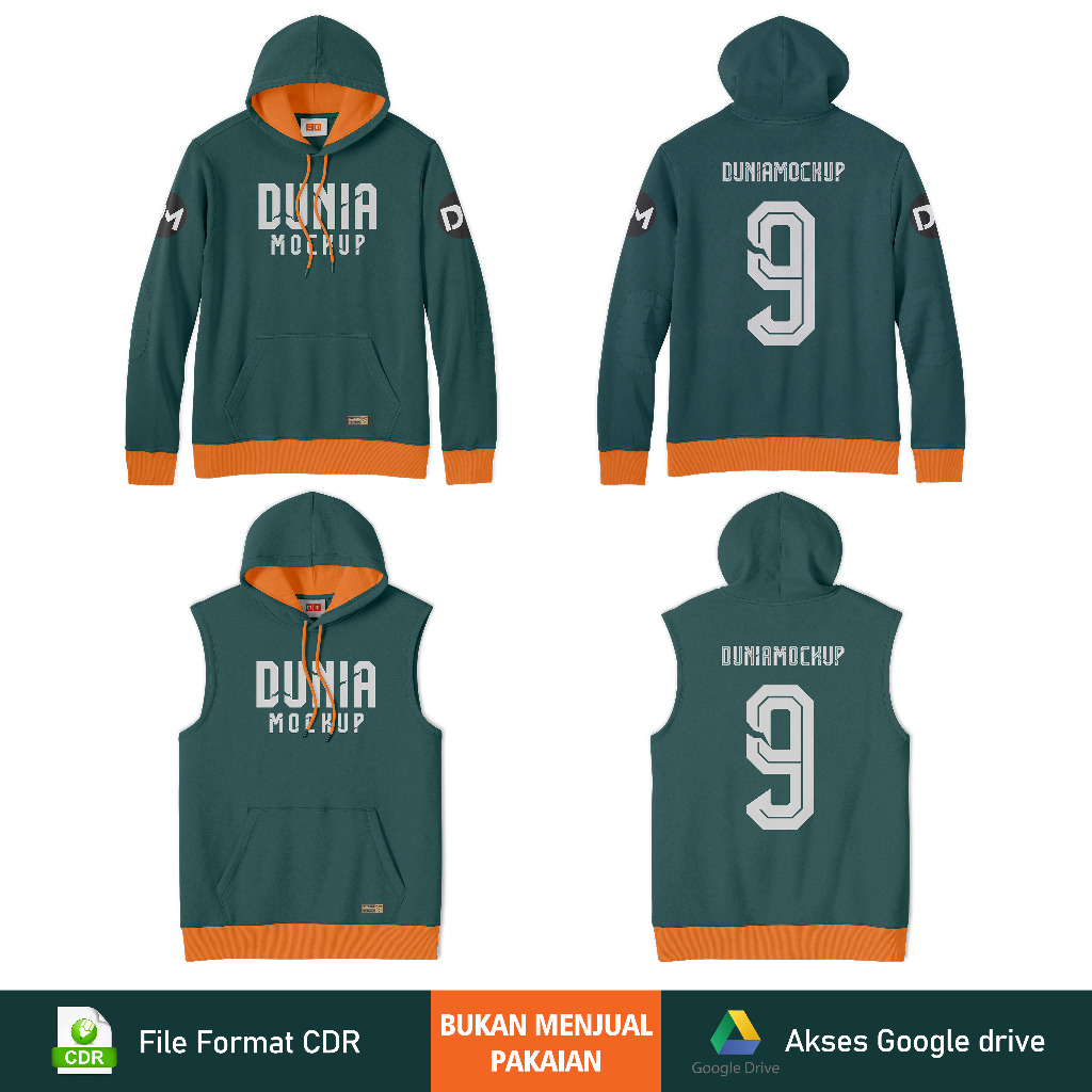 Mockup Desain Hoodie Flat - Corel DRAW