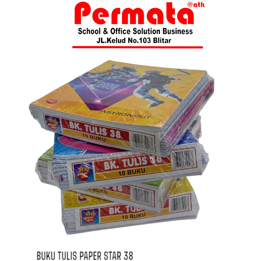 

Buku Tulis PAPER STAR 38 Lembar 1 Pack Isi 10 Buku /Buku Tulis