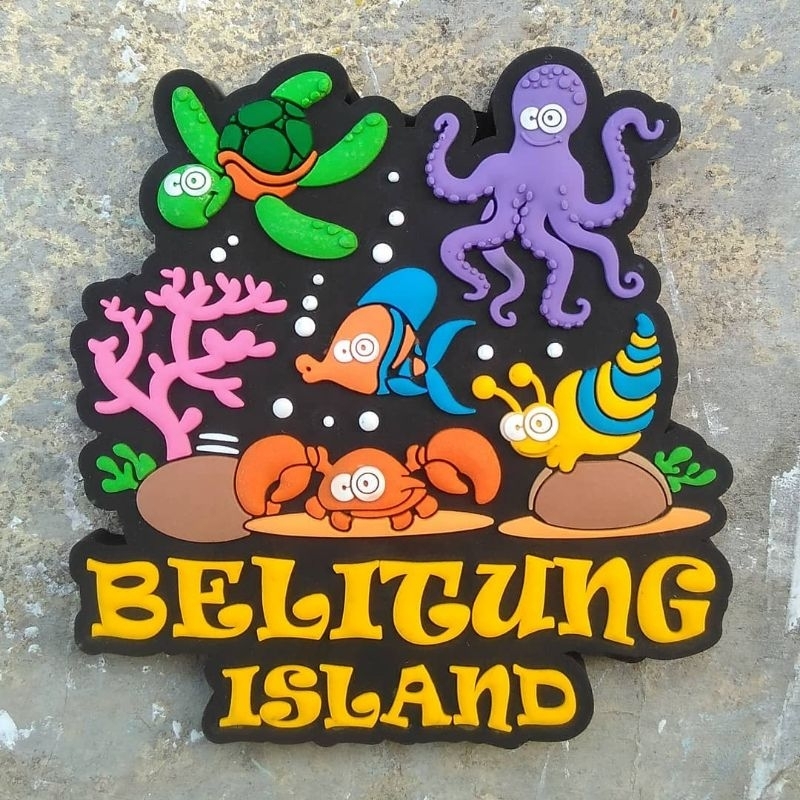 GROSIR Souvenir Fridge magnet / tempelan kulkas karet  / rubber "BELITUNG ISLAND"