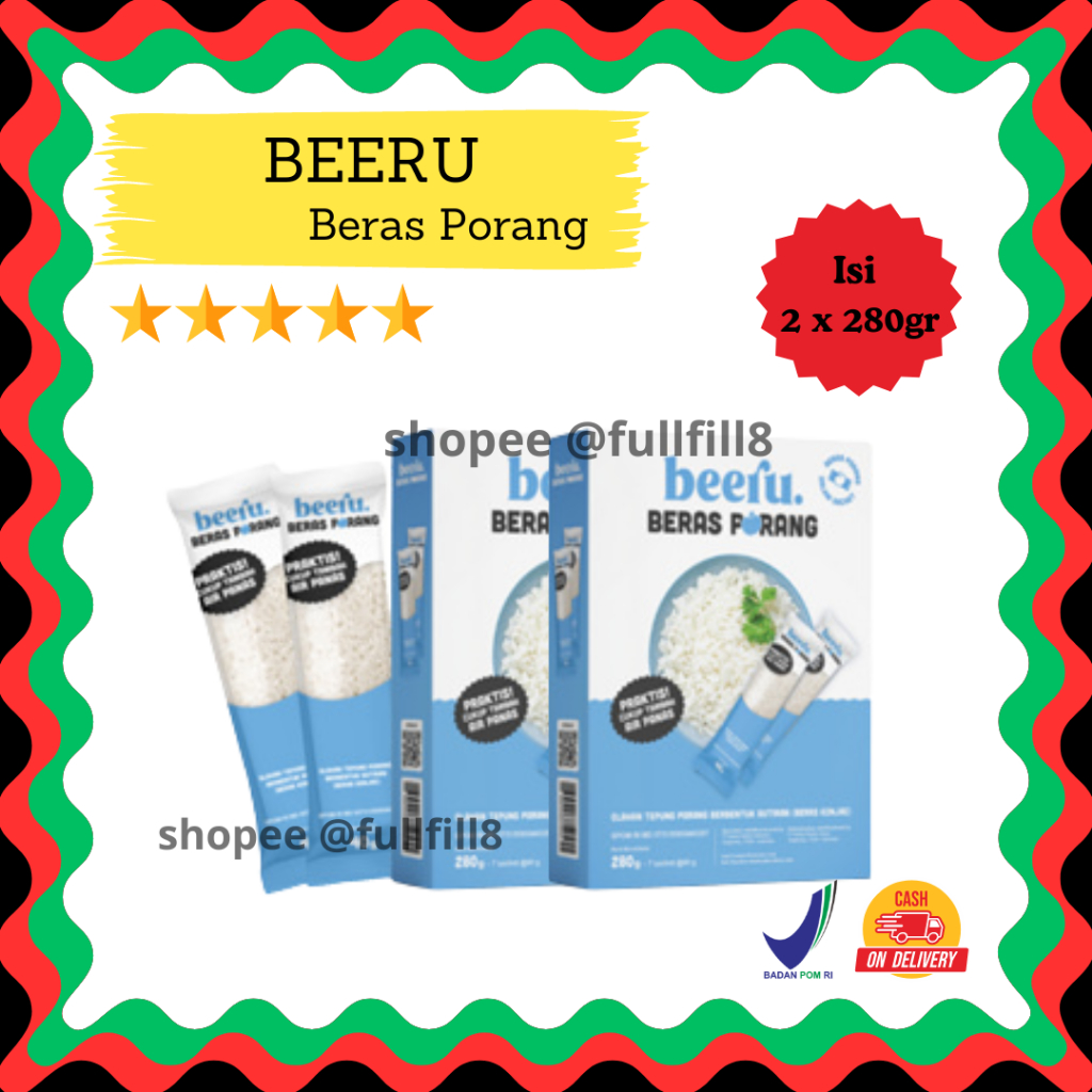

(2 PCS) BEERU Beras Porang BOX - Beras Sehat Rendah Kalori 280gr
