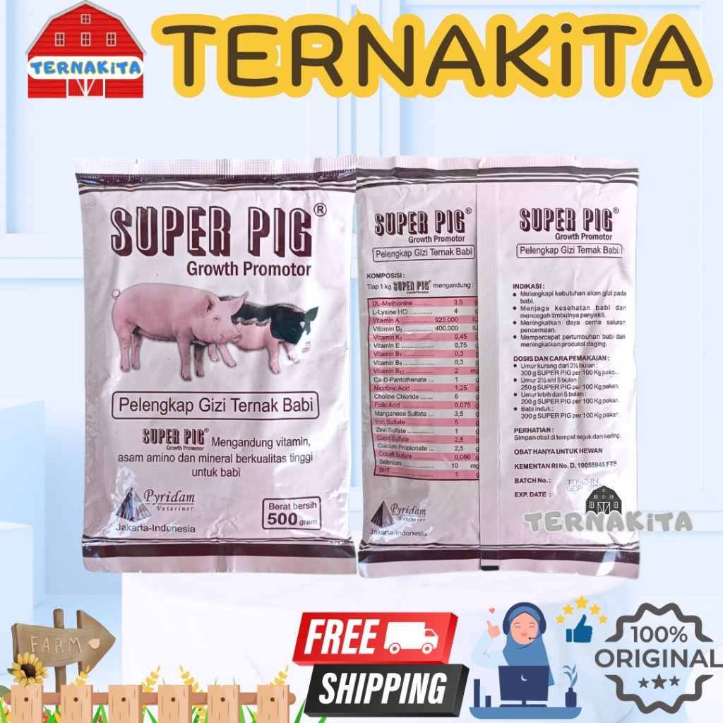 SUPER PIG 500 gr PREMIUM - Premix Babi Suplemen Babi Vitamin Babi Penggemuk Babi