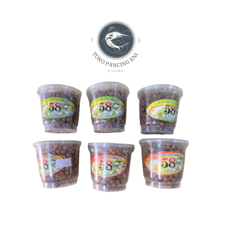 Pelet butir jadi 58 cocok untuk nila, tombro, bandeng. PRAKTIS tinggal pakai