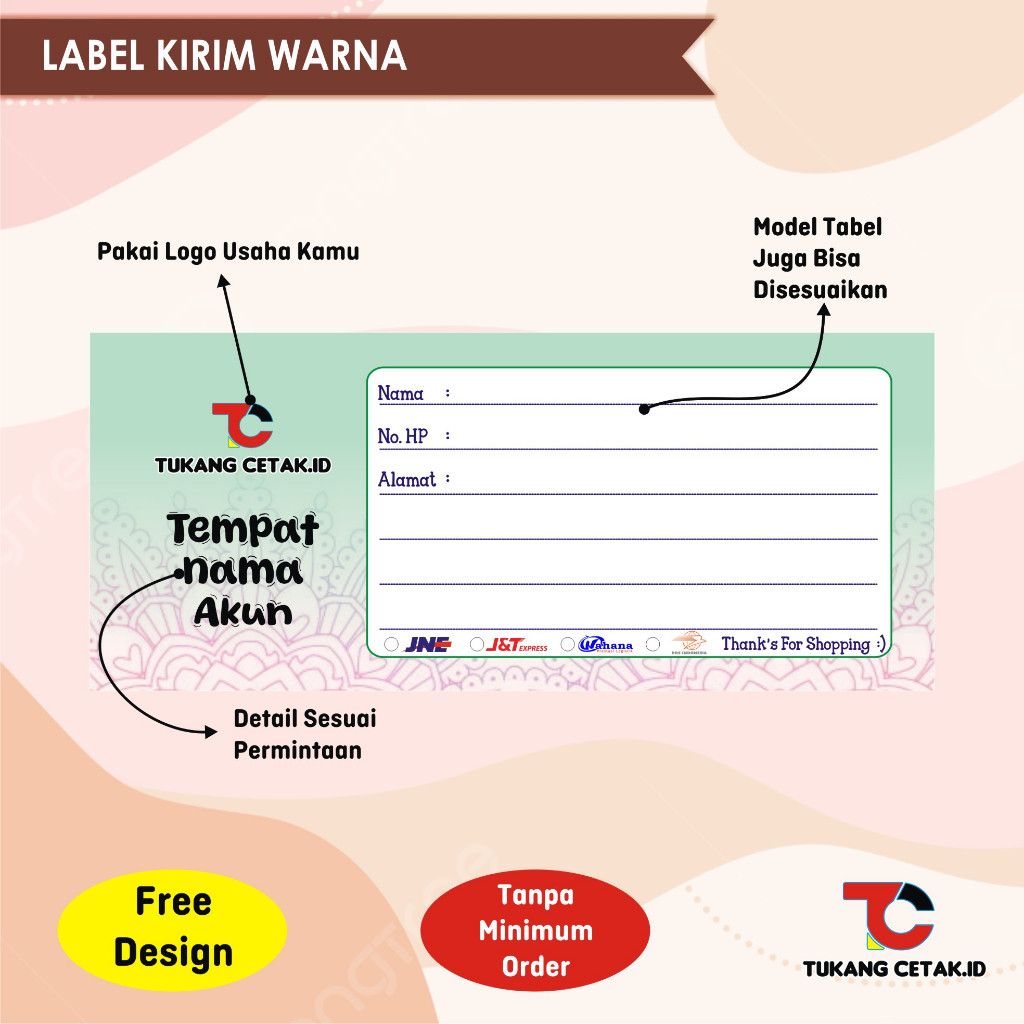 

[isi 100] Label Kirim / Shipping Online Shop / Olshop