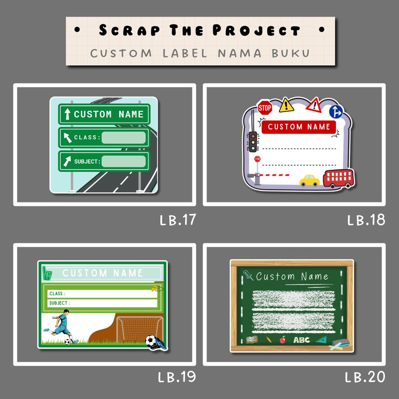

STIKER LABEL NAMA BUKU / BOYS THEME BOOK LABEL STICKER / LB. 17-20