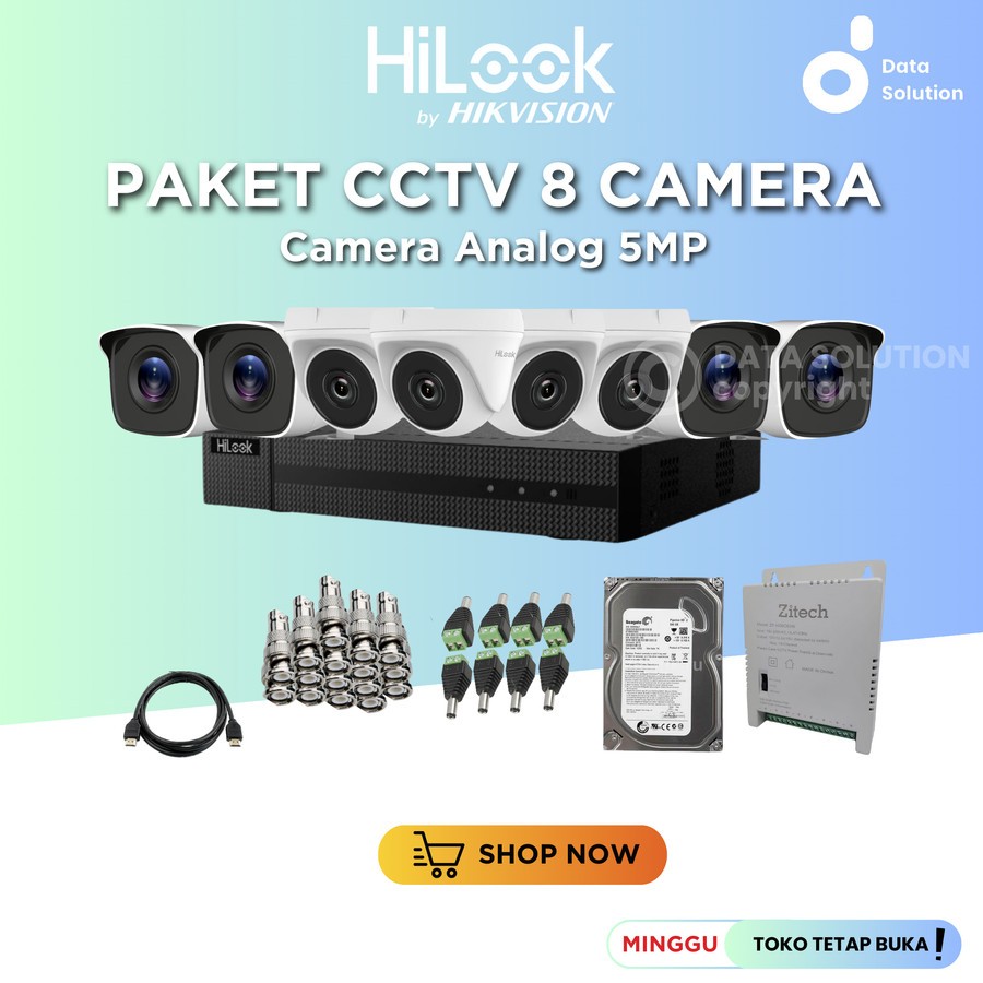 Paket CCTV Hilook 8 Camera 5MP HD Paket Komplit