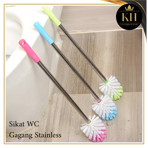 Kh- Sikat WC Gagang Stainless / Sikat Kamar Mandi / Sikat WC Bulat / Sikat WC Segi gg Stainless