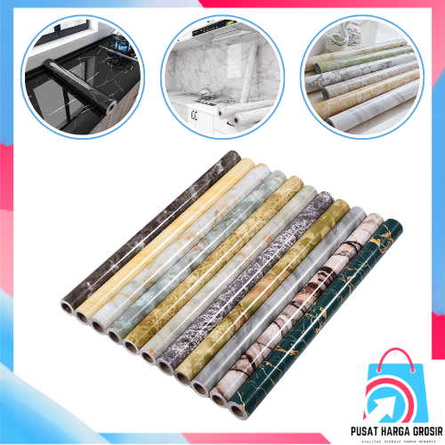 PHG - Stiker Dinding Dapur Anti Minyak Uk 100x60cm Wallpaper Stiker Serbaguna Motif Marmer Glossy Wa