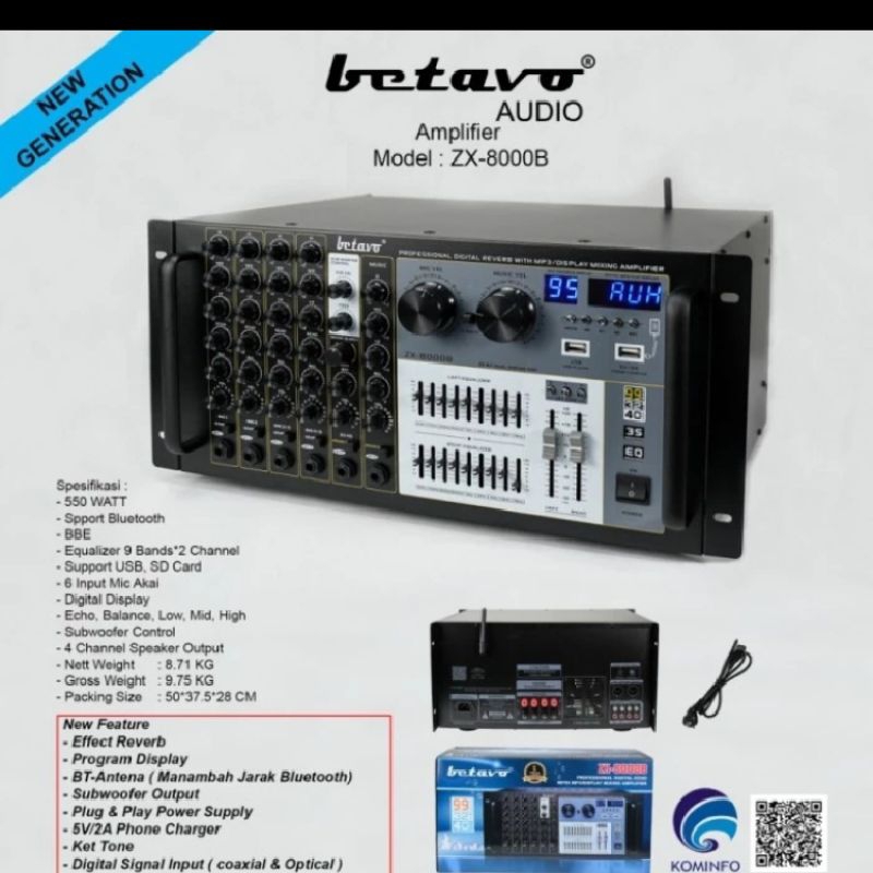 Amplifier karaoke Betavo ZX-8000B professional amplifier bluetooth