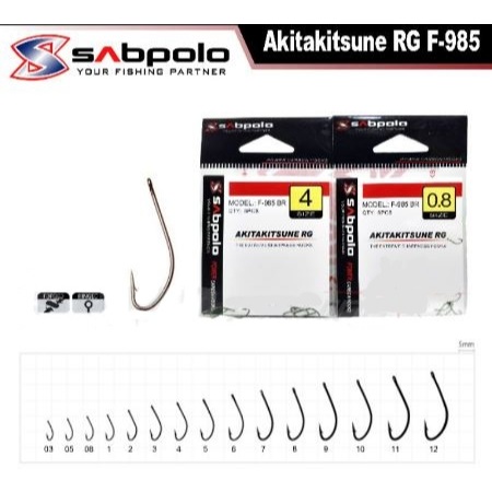 Hook Mata Kail Pancing Sabpolo Akitakitsune RG F-985 BR Lubang