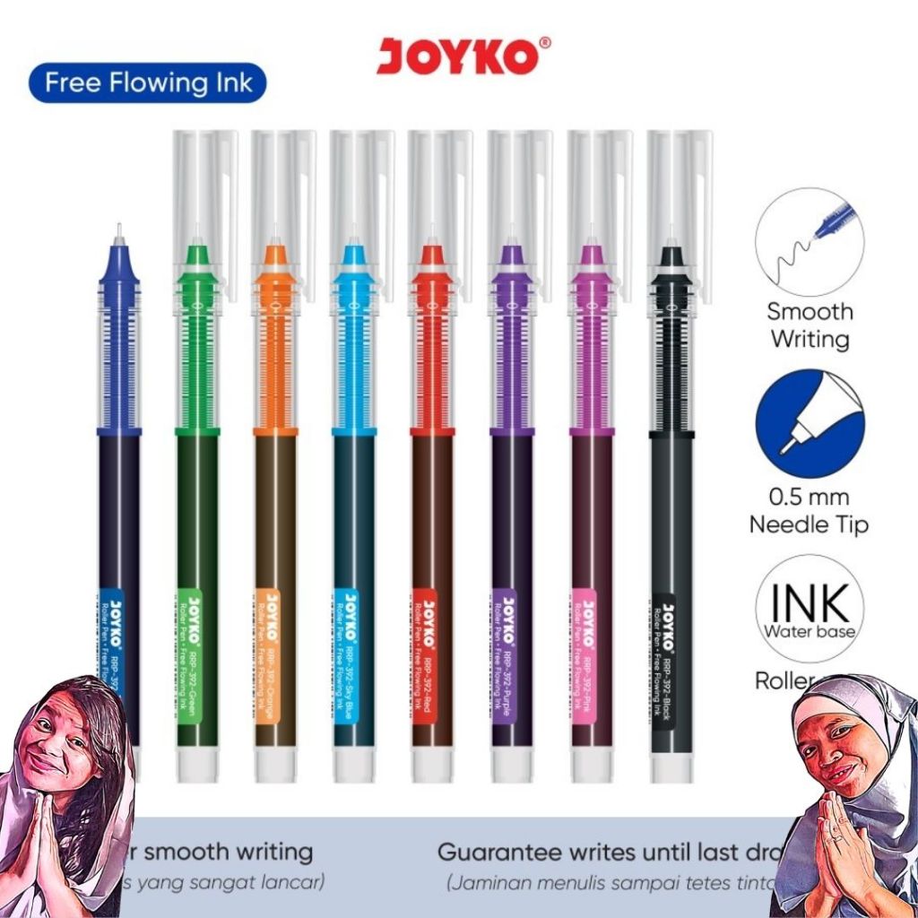 

Pulpen Joyko Gel Warna / Roller Pen Gel Pulpen Rol Joyko RRP-392 Free Flowing Ink 0.5 mm