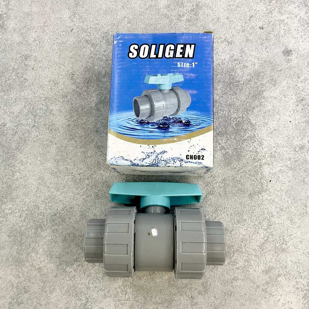 Stop Kran Keran Ball Valve PVC Plastik Polos Water Mur Soligen CNOO2 1 Inch