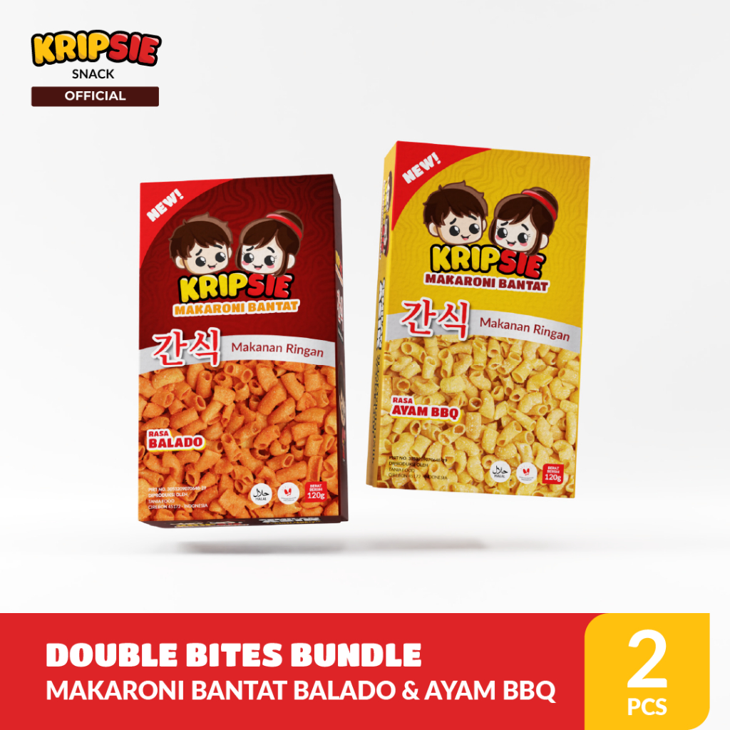 

KRIPSIE Double Bites Bundle Makaroni Bantat Rasa Balado & Ayam BBQ 2 PCS