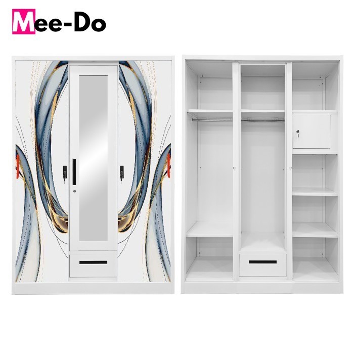 Lemari Baju Pakaian Besi Sliding Minimalis Wardrobe Metal