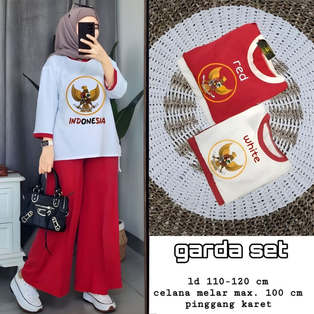 SETELAN MERAH PUTIH TERBARU CELANA KULOT
