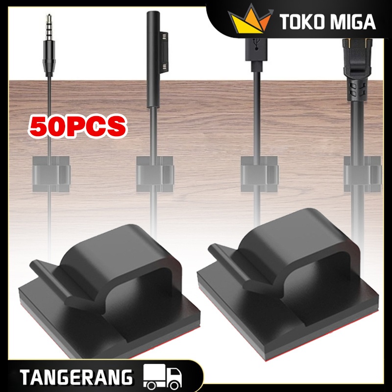 50 Buah Klem Kabel Tempel Tahan Lama Clamp Kabel Tempel Clip Kabel
