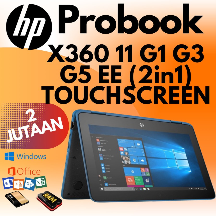 LAPTOP HP PROBOOK X360 11 G3 EE 2in1 TOUCHSCREEN 11 INCHI | Laptop Bisa dilipat 360° | dual camera