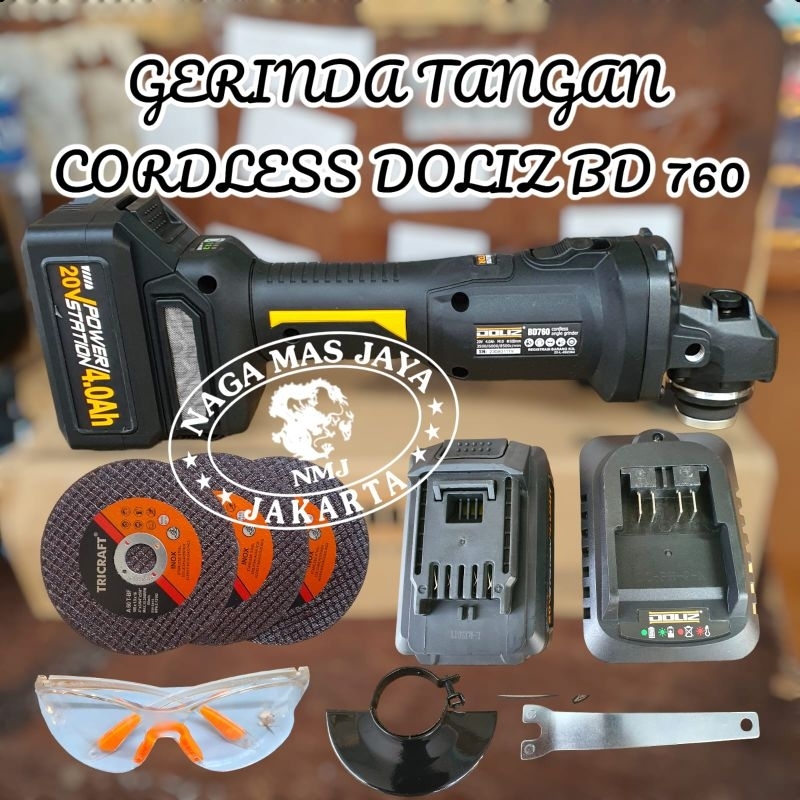 MESIN GERINDA TANGAN 4 INCH CORDLESS BRUSHLESS DOLIZ BD 760 / MESIN GURINDA TANGAN BATERAI DOLIZ BD 